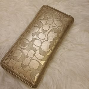 Coach Metallic Accordion Zip Wallet